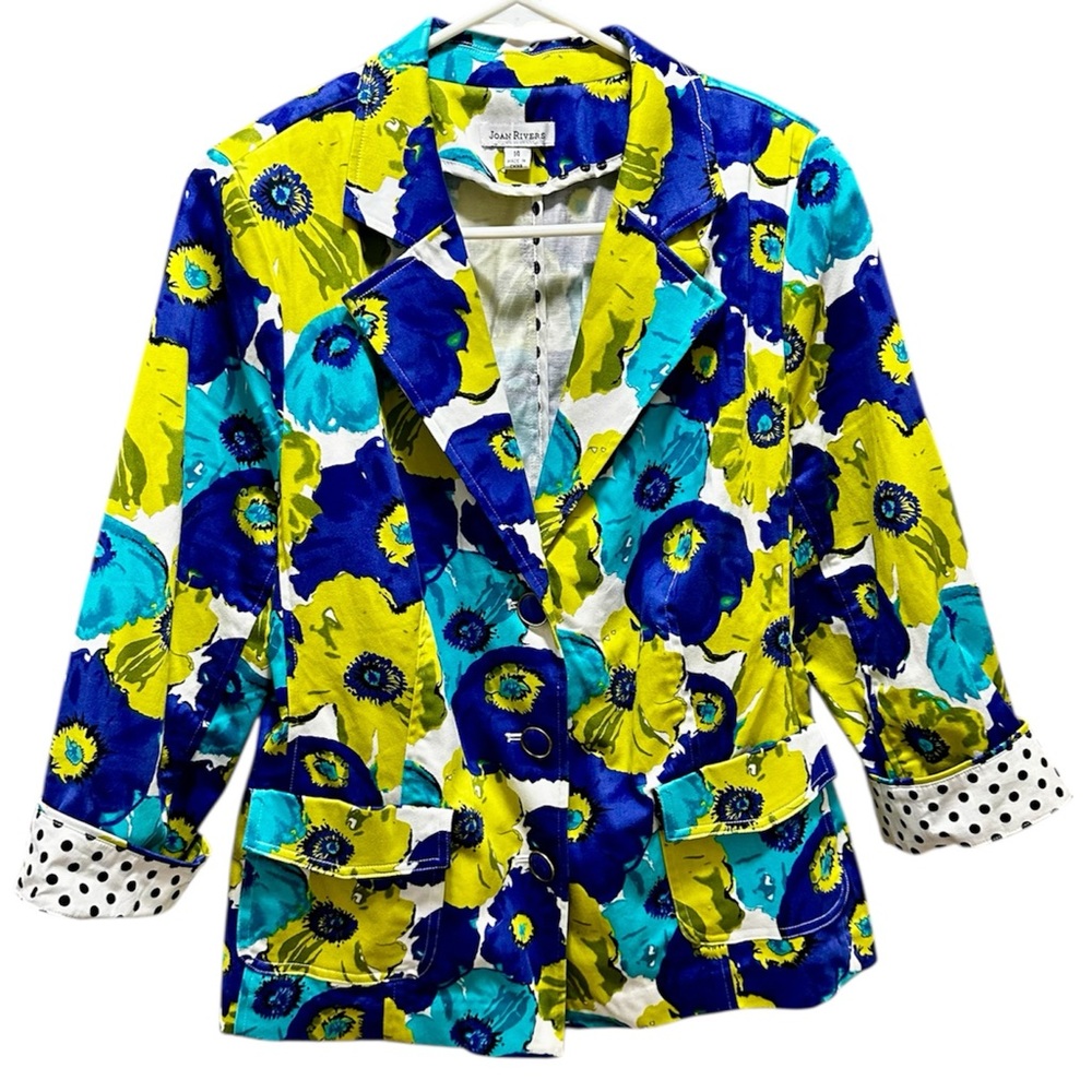 Joan Rivers Blue, Yellow, and Purple Floral Blazer